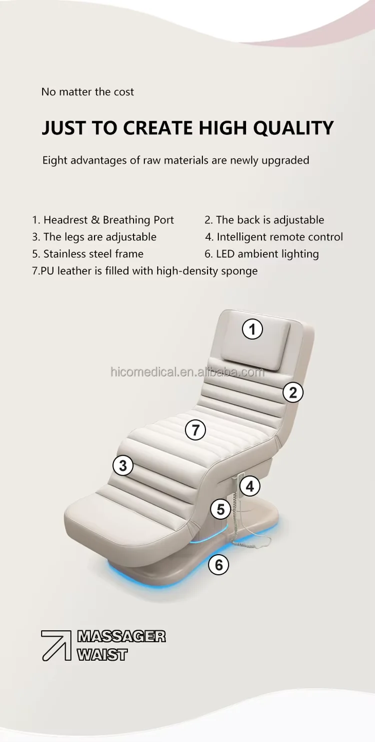 HICOMED Custom Modern Beauty Hospital Clinic Gynecological Exam Treatment Medical Bed Electric Facial Massage Tables Spa Bed