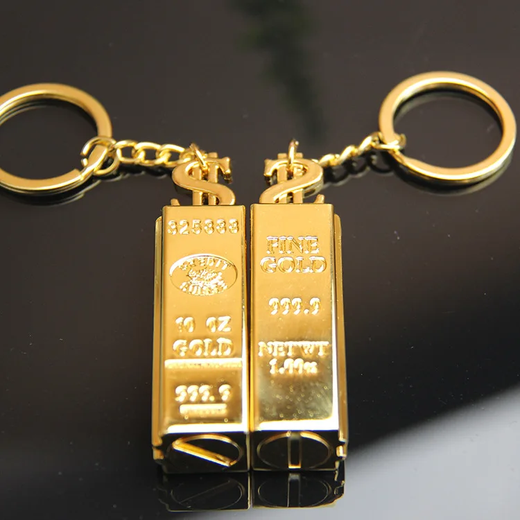 Креативные золотые газовые сочетания в форме балки с брелоком металлический корпус Водонепроницаемая Зажигалка для сигар