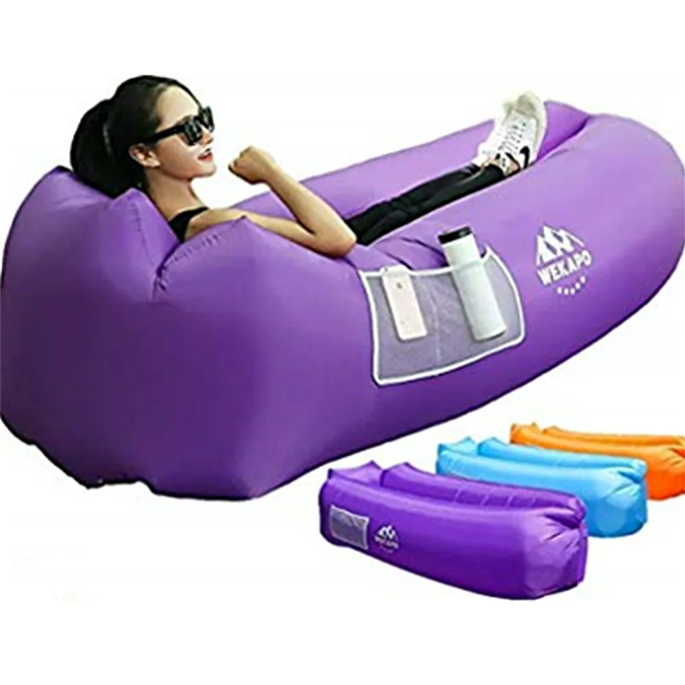 Factory Direct Outdoor Lazy Inflatable Lounger Air Sofa Beach Sun Lounger Water Floating Bed Camping Sleeping Pod