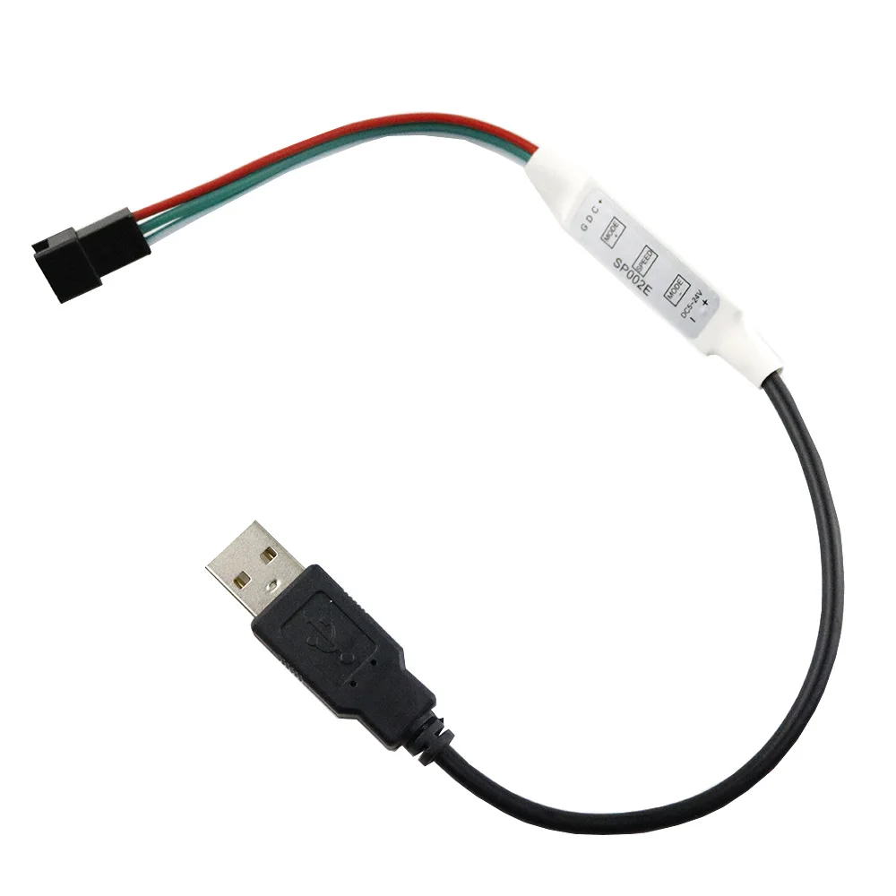WS2812B WS2811 Controller USB Mini 3 keys 4 keys for Pixel LED Strip Light SP002E WS2812 LED Light Strip Power Bank TV DC5V-24V