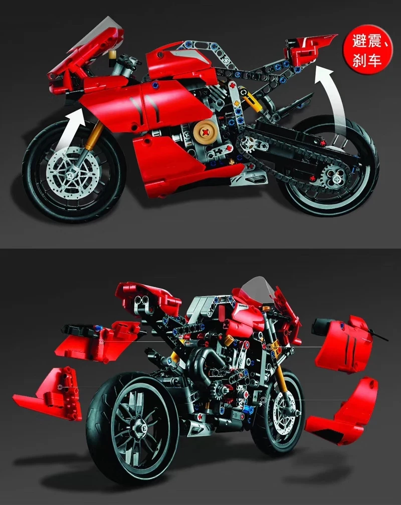 674 шт. дизайн автомобиля поездок на мотоцикле Ducati Panigale V4 R Legoing для мотокросса езды Superbikes конструкторных блоков Детские кубики игрушки детей