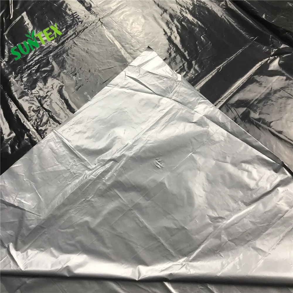 Strawberry Ground Cover Black Silver Reflective Mulch Film, 30 Micron Polyethylene Agriculture Film