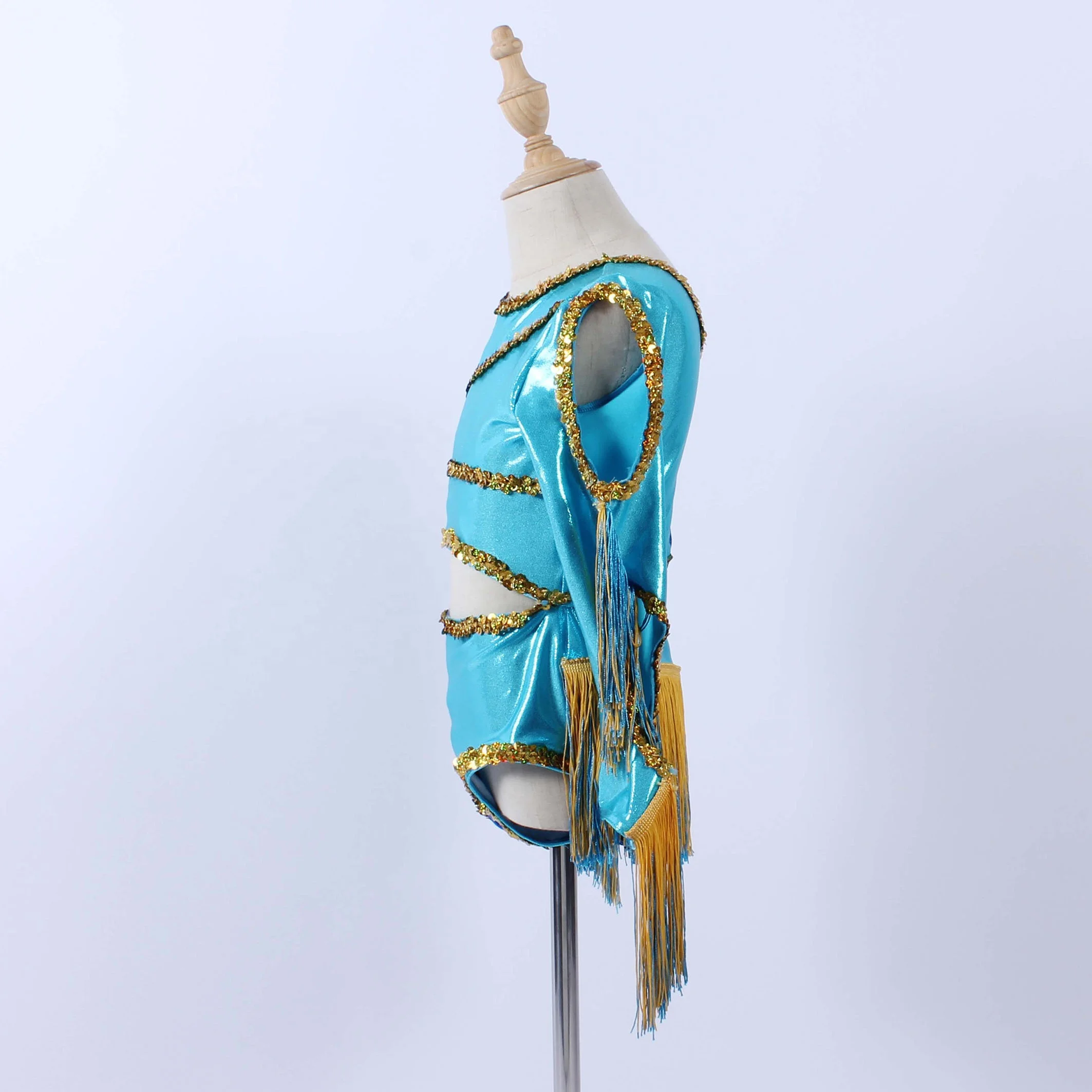 shiny foil dance leotard adult child latin sequin dance costume lovely tassel stage performance jazz dance wear