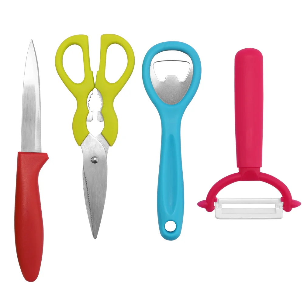 
Hot Sale Multifunction Fruit Potato Peeling Knife Scissors Shears Bottle Opener 2021 Accessories Tool Set Kitchen Smart Tools 