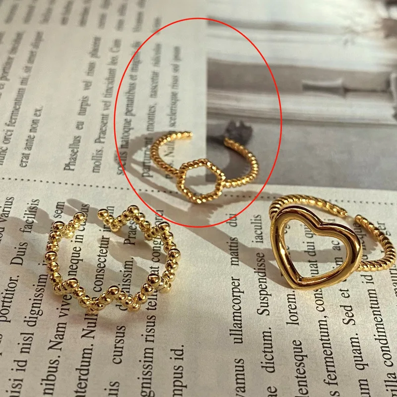 
High quality crystal gold-plated heart shape adjustable opening temperament of restoring ancient ways ring fashion rings 