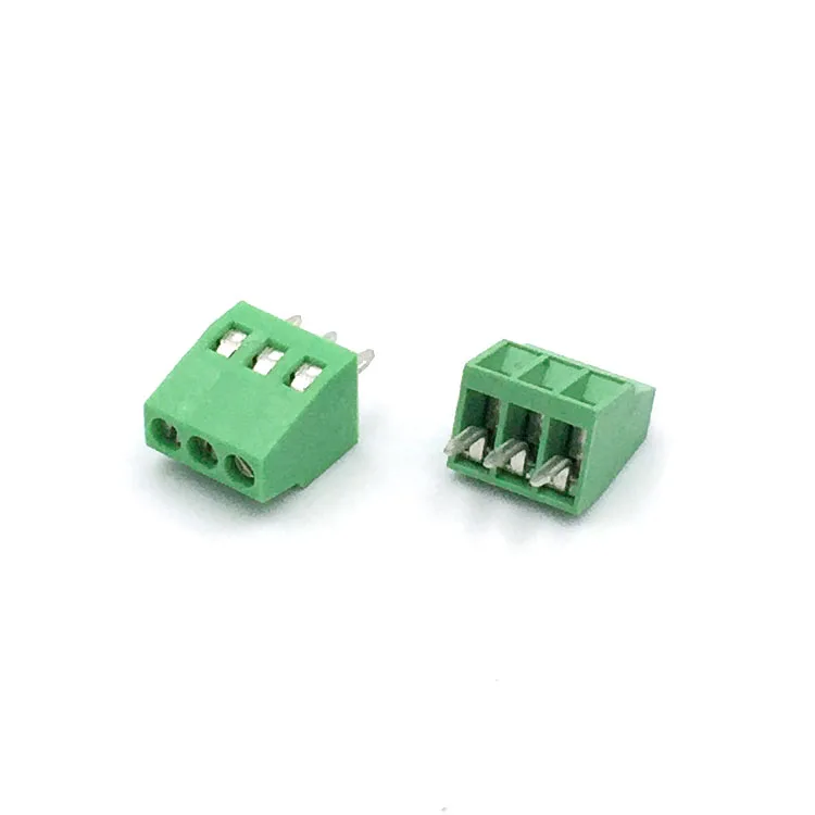 Gold Plated 7.50mm Pitch 3P Screw Type Brass Terminal Block Green Wire Connector for PCB Application