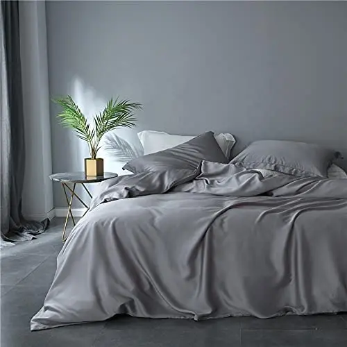 100% Bamboo Sheets Set Grey  Luxury Hypoallergenic Cooling Bamboo Bed Sheets Deep Pocket 4 Pieces Soft