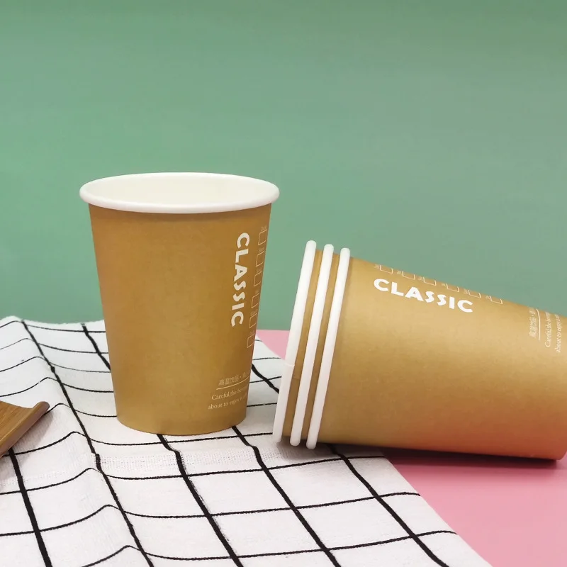 China Manufacturer Bulk Price Disposable Double Wall 4 oz 8oz Coffee Tea and Ice Cream Kraft Paper Cup with Lid