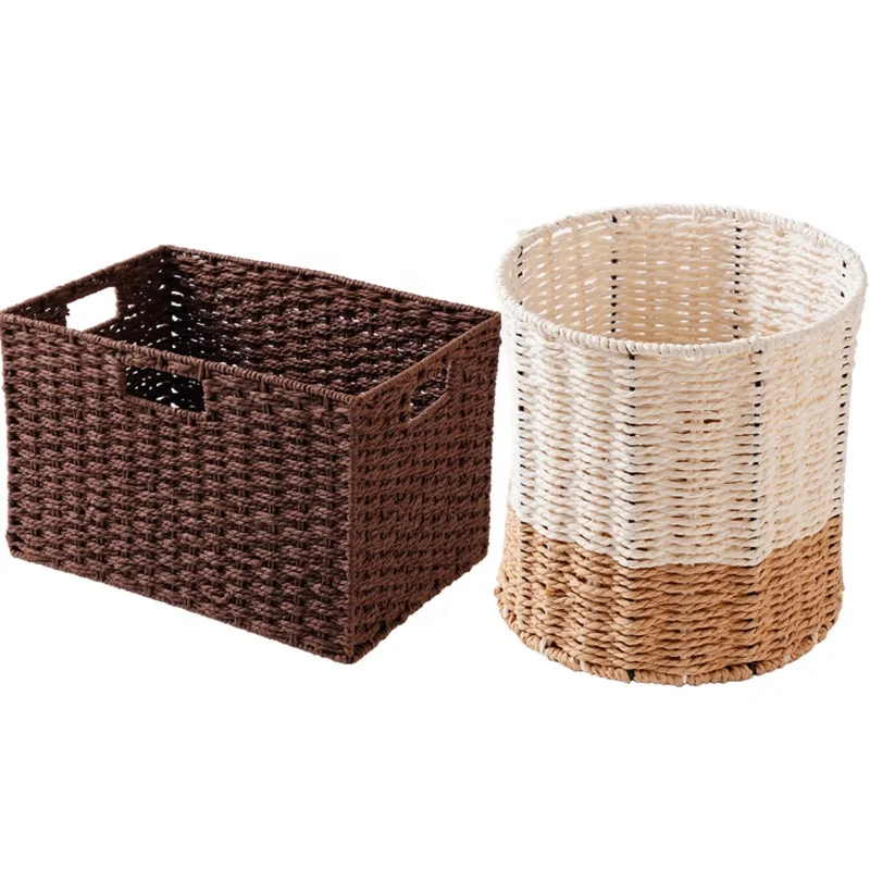 Rattan Basket Stackable Multipurpose Natural Organizer Bins Desktop Snacks Beige Or Brown Storage Basket