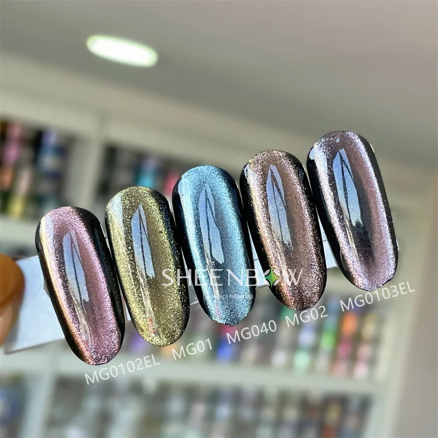 Sheenbow 9D Crystal Cat Eye Nail Pigments White Magnetic Nail powder for gel polish