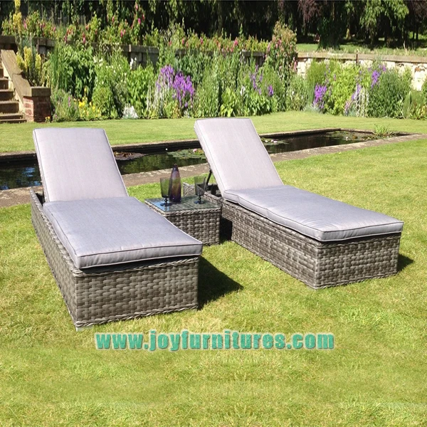 
Poly Rattan Sun Lounger Wicker Long Chair 