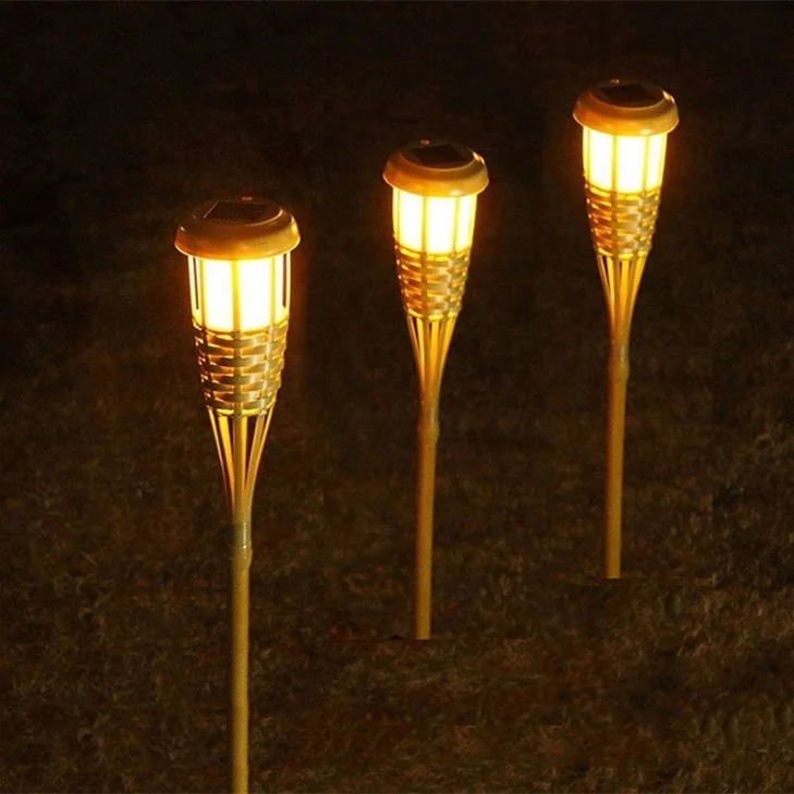 New bamboo pole flame bamboo torch solar garden decoration led light