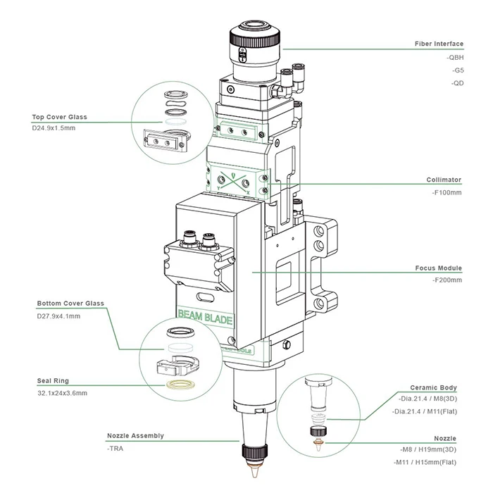Aurora Laser 6/8kW BD04K Laser Cutting/Tube Cutting Head for Fiber Laser Cutting Machine