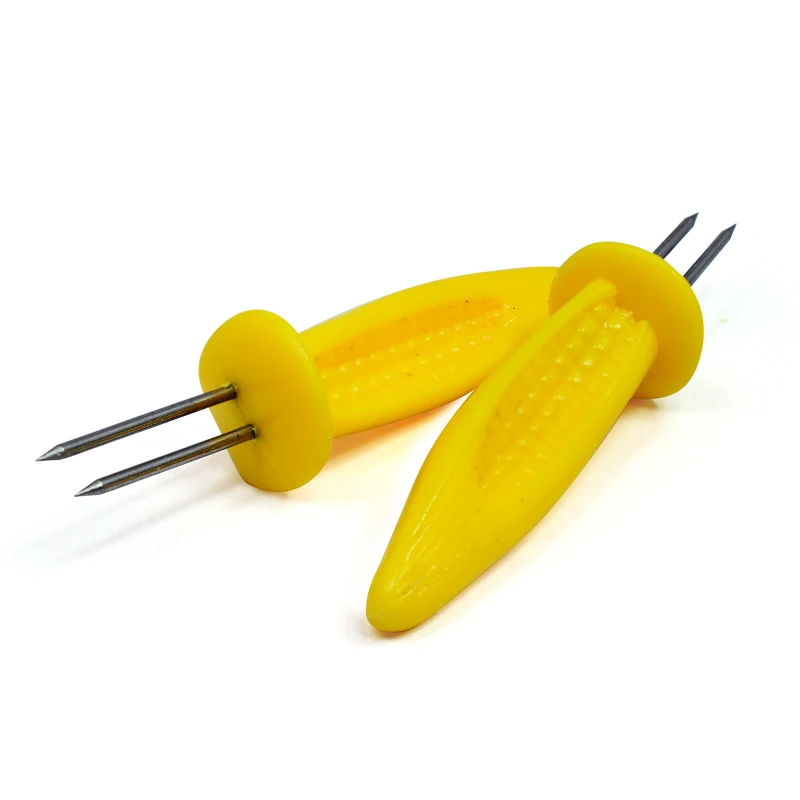 6PCS Corn Holder BBQ Tools Stainless Steel Meat Cob Holder Skewers Heat-resistant Small SS Corn Holders Grilling Accessories