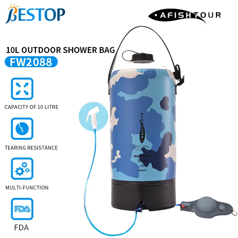 Shower Bag Outdoor Camping Traveling Hiking Portable Solar Heating 3 Gallons / 10L PVC Shower Bag