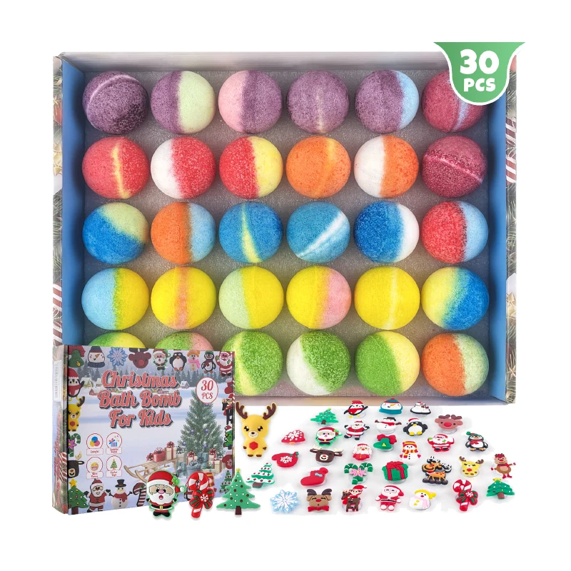 Christmas Gift Set for Kids Natural Organic Bath Bomb Gift Set with Christmas Suction Toys Inside
