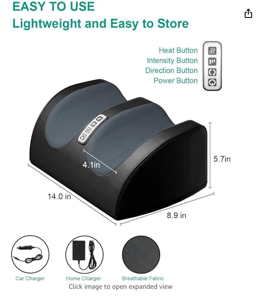 Shiatsu Foot Massager Machine with Heat, Foot and Calf Massager with Massage Roller, Deep Tissue Massager for Plantar Fasciitis,