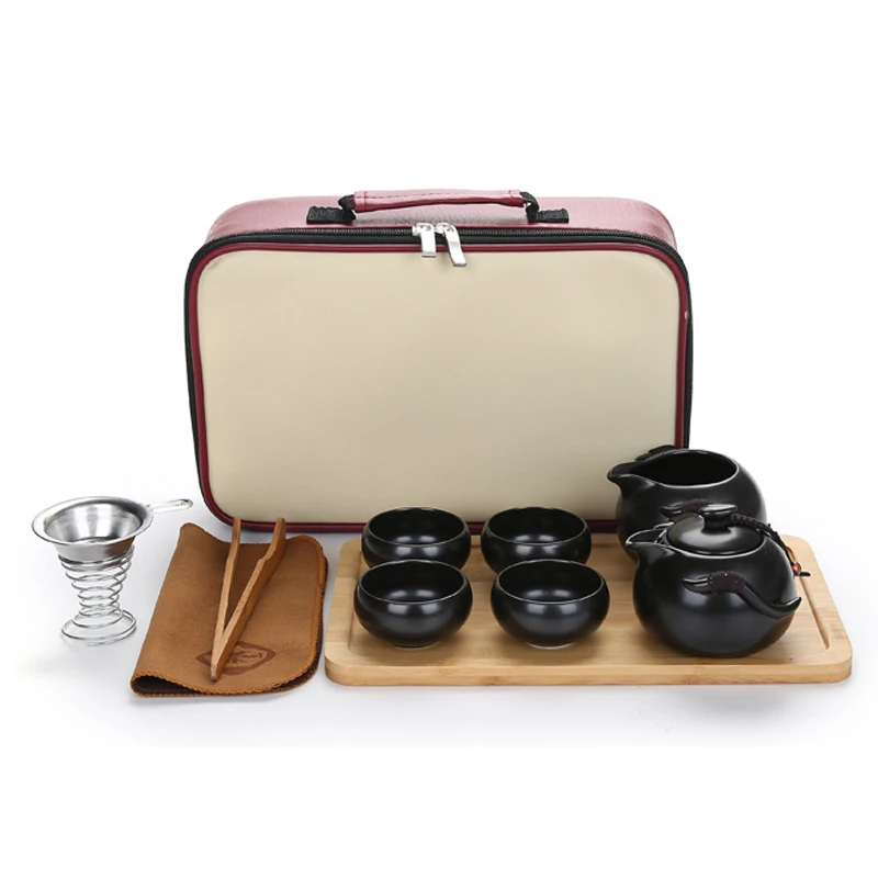 Vintage Handmade Simple Design Style Coffee Tea Sets Including Tea Scoop and Drip Trays Travel