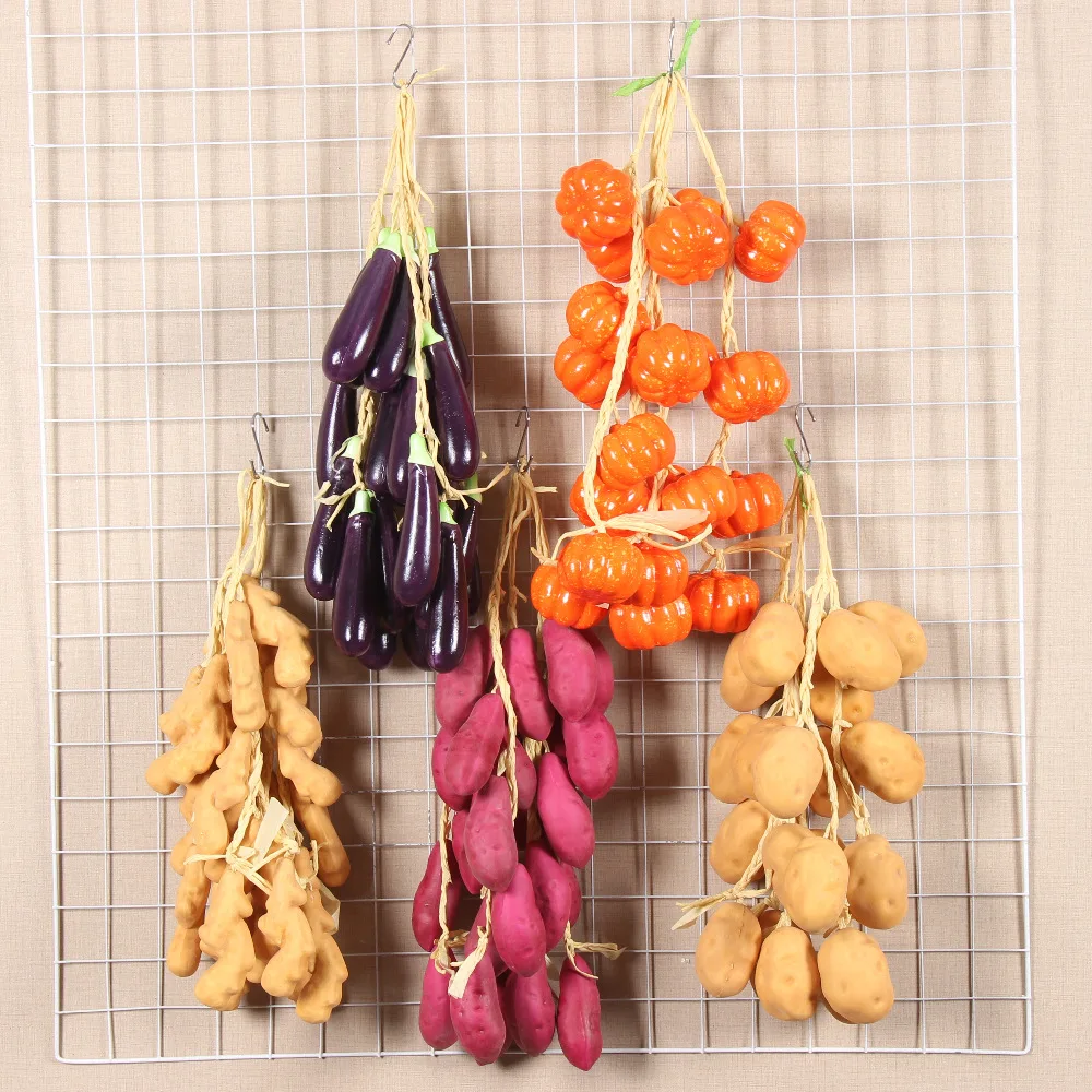 Simulation vegetable pepper potato corn garlic peanut hanging string artificial vegetables for restaurant courtyard decoration