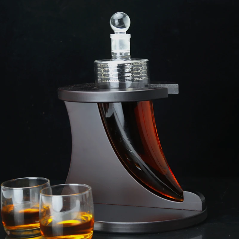 wholesale ox horn wine bottle glass whiskey decanter