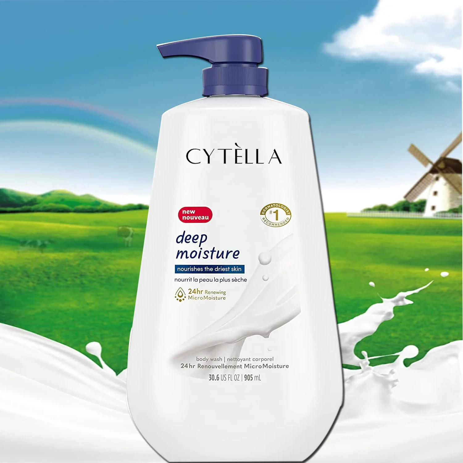 Body Wash For Dry Skin 3 Counts Moisturizing Cleanser with 24-hr Renewing Nourishes Skin