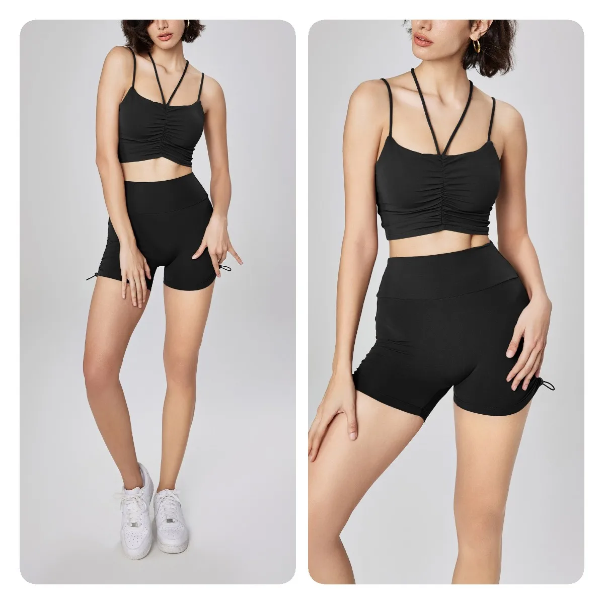 Sexy Yoga Bra  U Neck Beauty V Back Fitness Underwear Female Fitness Running Yoga Wear Vest Thin Straps Sports Bra