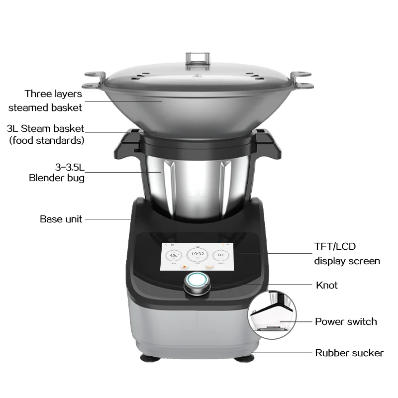 Multifunctional Smart Cooking Machine Touchscreen Recipe Database Home Chefs