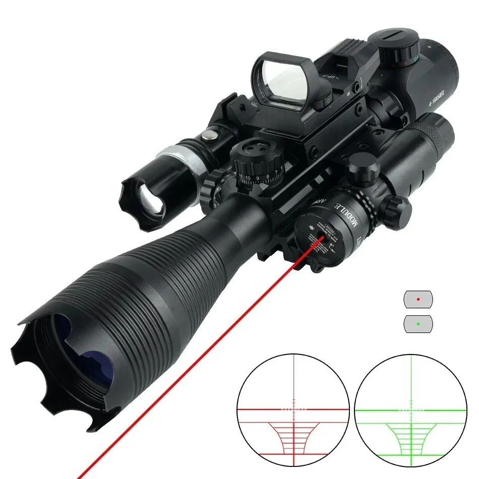High quality 4-16X50EG outdoor shooting optical sight red and green laser flashlight red dot combination suitable for hunting