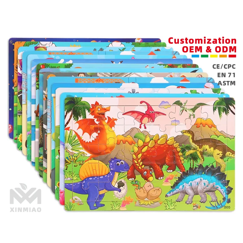 New Arrival 30 Pieces Wooden Jigsaw Puzzle Board Toddler Learning Montessori Animal Travel Set Game Toys For Kids Boys And Girls