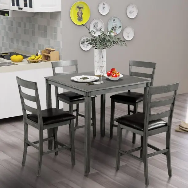 Gray square wooden kitchen furniture dining table