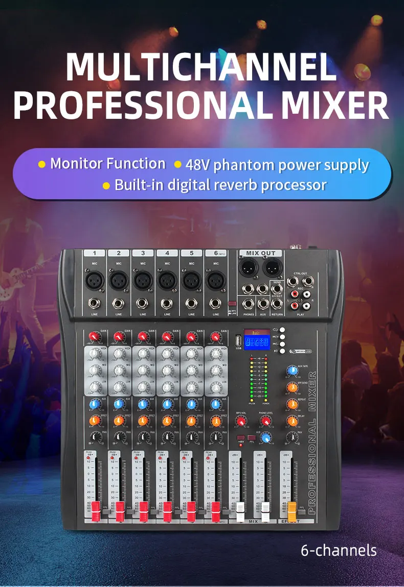 CT6 Sound Card Studio Microphone Sets Professional Mixer USB Audio Interface