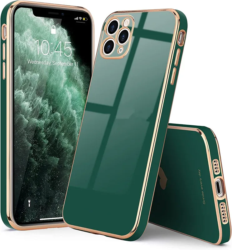 Shemax for Vivo Y16 Back Cover,Luxury Chrome Back Cover 6D Electroplated Square Straight Edge Lens Phone Case for Vivo Y16 Y20