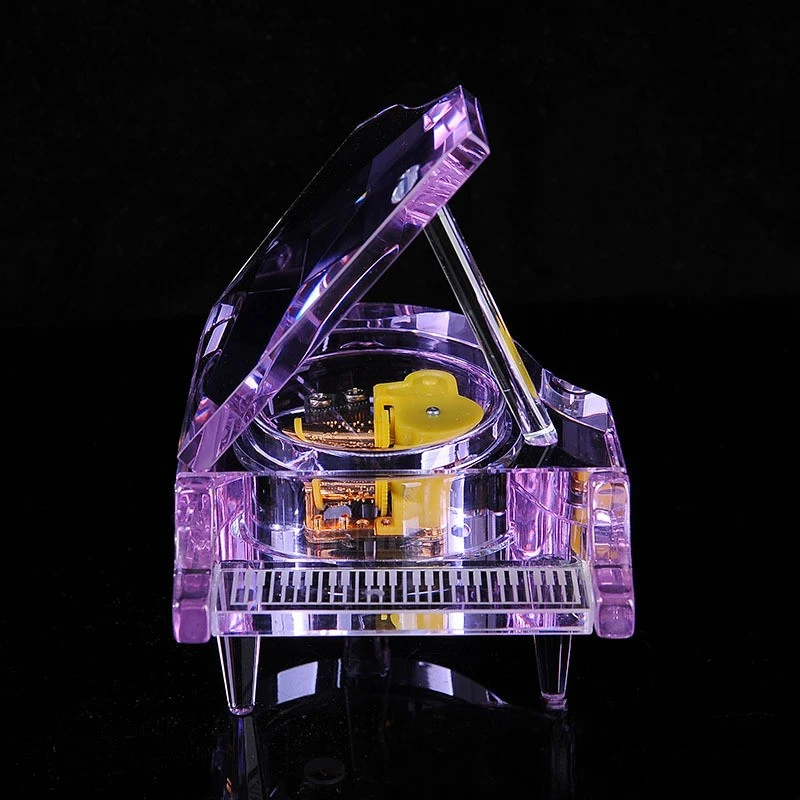 Elegant Luxury Crystal Piano Music Box desktop decorations memorial craft gifts
