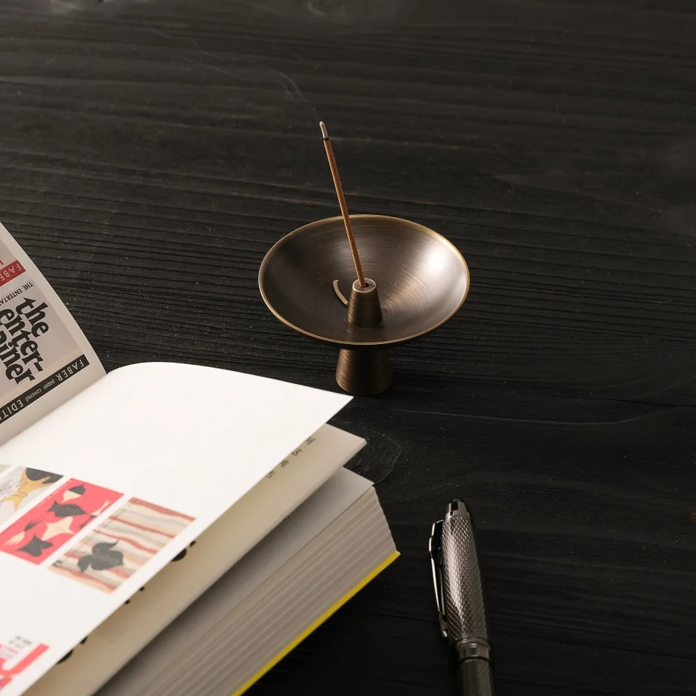 MAXERY Antique Bronze Brass Incense Holder handmade polished Gold Black brass incense holder stand