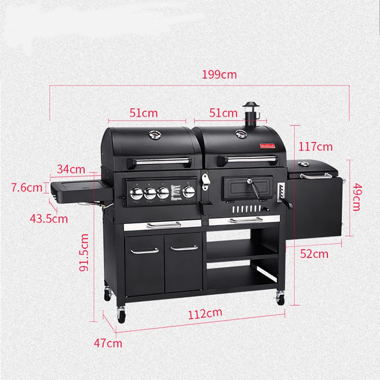 char-griller outdoor 6 burner flat top grill commercial outdoor dual fuel barbecue grill kitchen gas and charcoal bbq grills