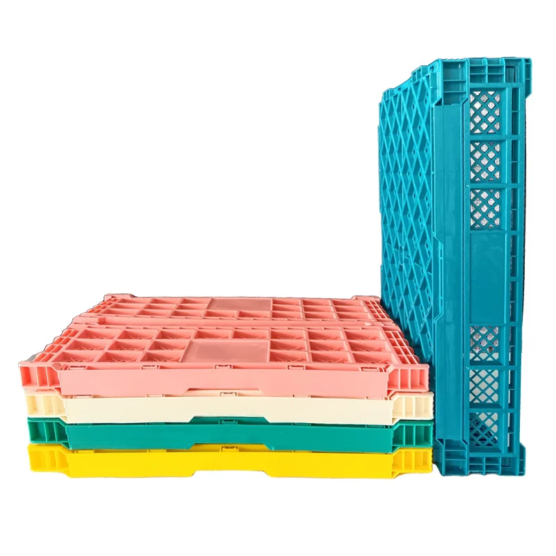 Colorful Collapsible Crate Multi function Turnover Basket Plastic Folding Turnover Crate for Fruit and Vegetable