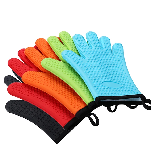 ALIKER flexible non-slip oven barbecue cooking heat resistant silicone BBQ grill gloves for kitchen