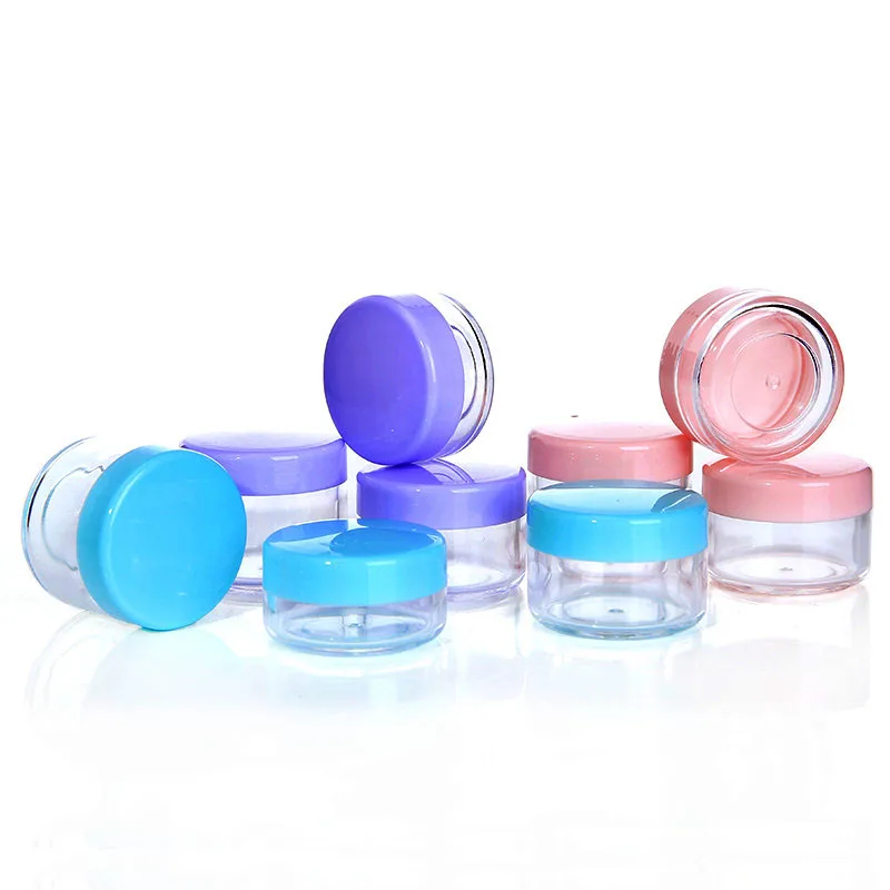 Wholesale 5g 10g 15g 20g 30g 50g PS Plastic Cosmetic Cream Lip Balm Jars with Colorful Screw Cap