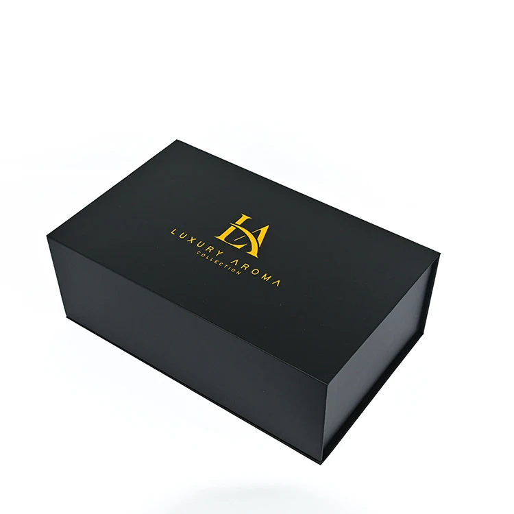 Luxury Folding Gift Box Classic Black Large Magnetic Presentation Gift Hamper Box For Packing