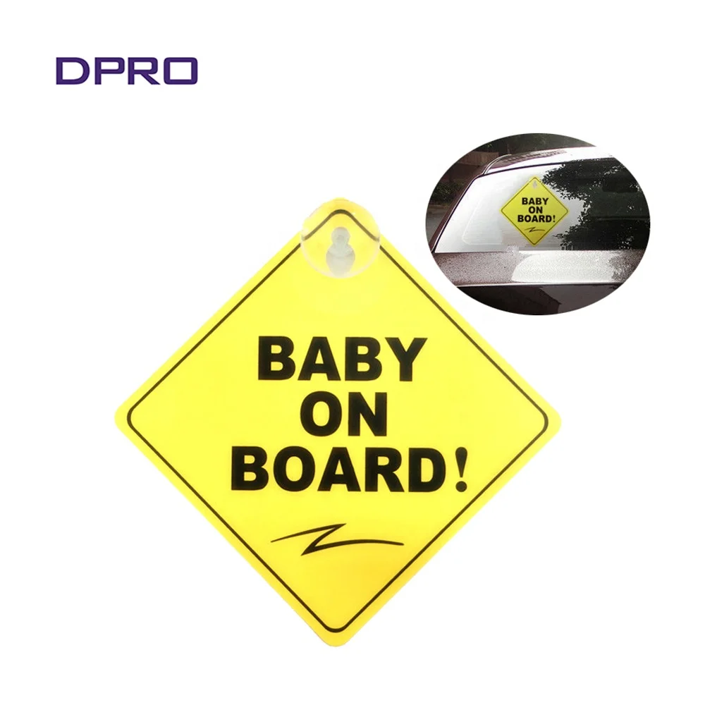 Warning Sign Baby On Board Sign Car Sticker With Suction Cup
