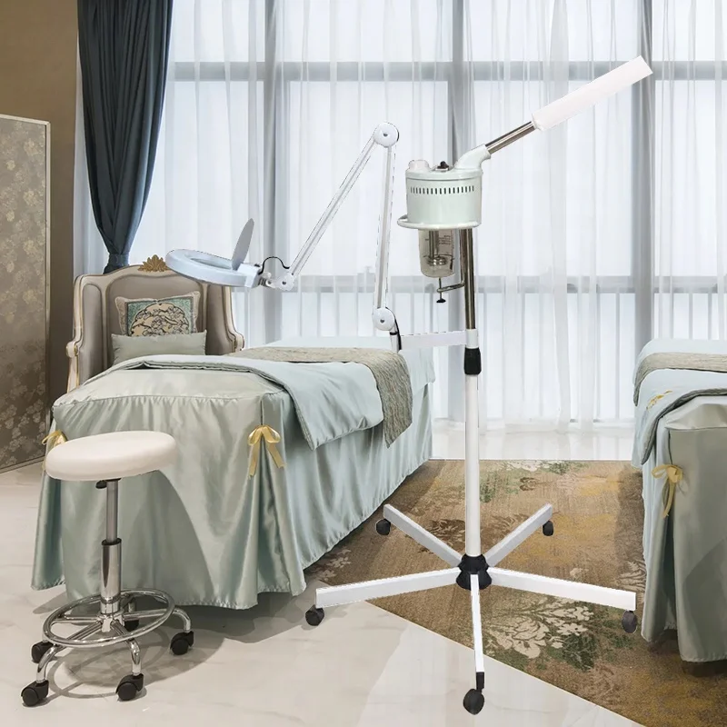 Factory Direct Sale Beauty Salon Equipment Professional Adjustable 2 In 1 Facial Steamer 5X 8X 10X Magnifying Lamp