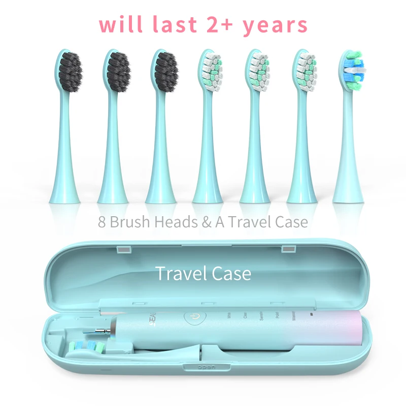 SEAGO 5 Modes Rechargeable Sonic Waterproof Electric Toothbrush Teeth Brush Ultrasonic Tooth Brush with Travel Case for Adult
