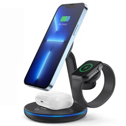 Wholesale Cell phone Charging Dock Fast Qi 15w 3 In 1 Wireless Charger Station With Magnetic