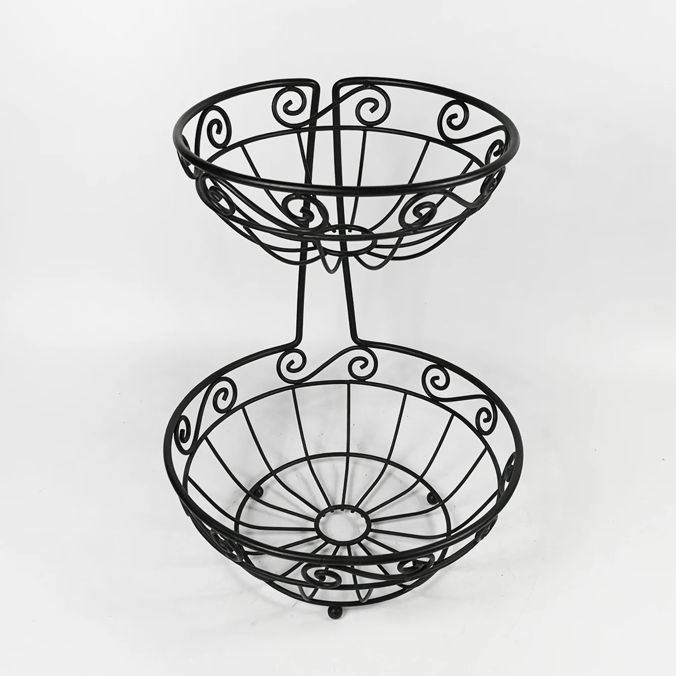 Double tier metal wire storage basket fruit basket