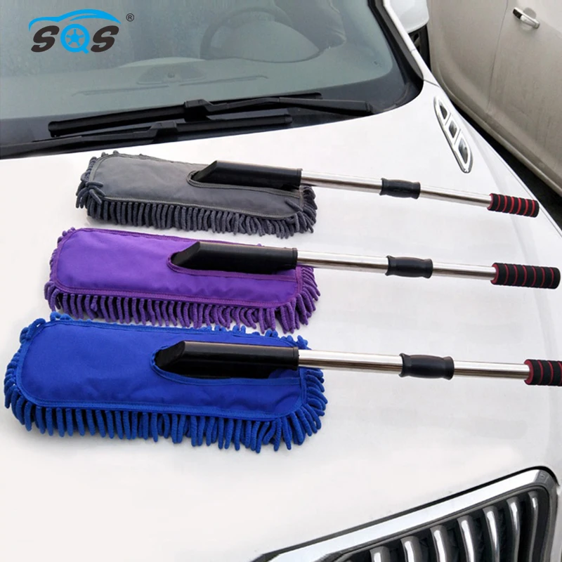
chenille flow thru telescopic removable dust brush assemblebalde handle car cleaning brush 