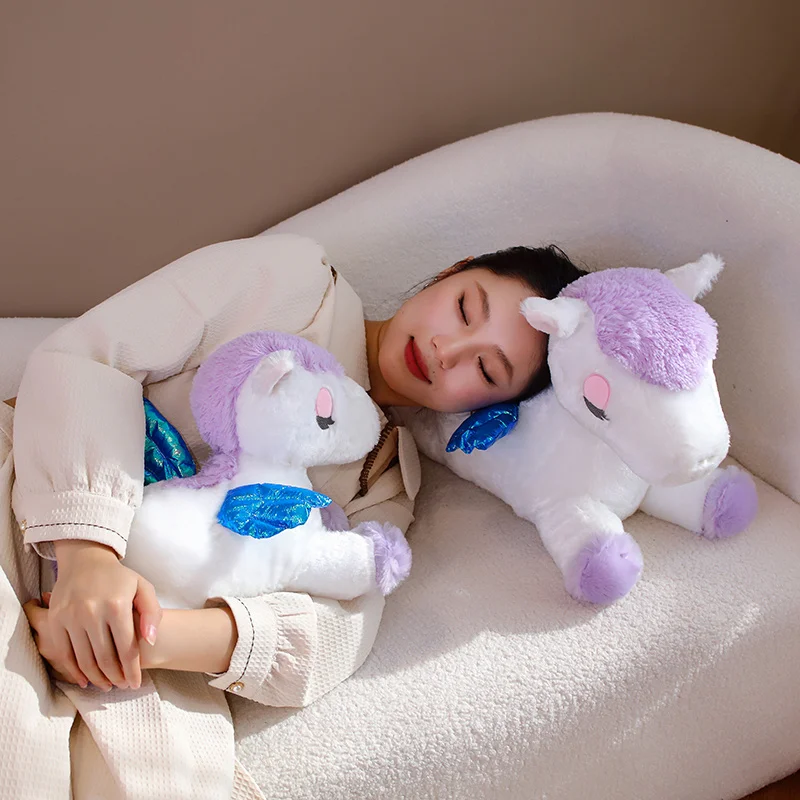 Original Manufacturer Yangzhou New Sunrise Custom Lovely Soft Plush Lie Prone Posture rainbow Flying Horse Animal Doll Toy