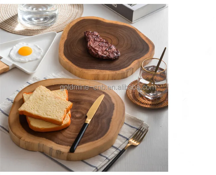 Acacia Tree Bark Footed Server for Cheese  Crackers and Large Cutting Board