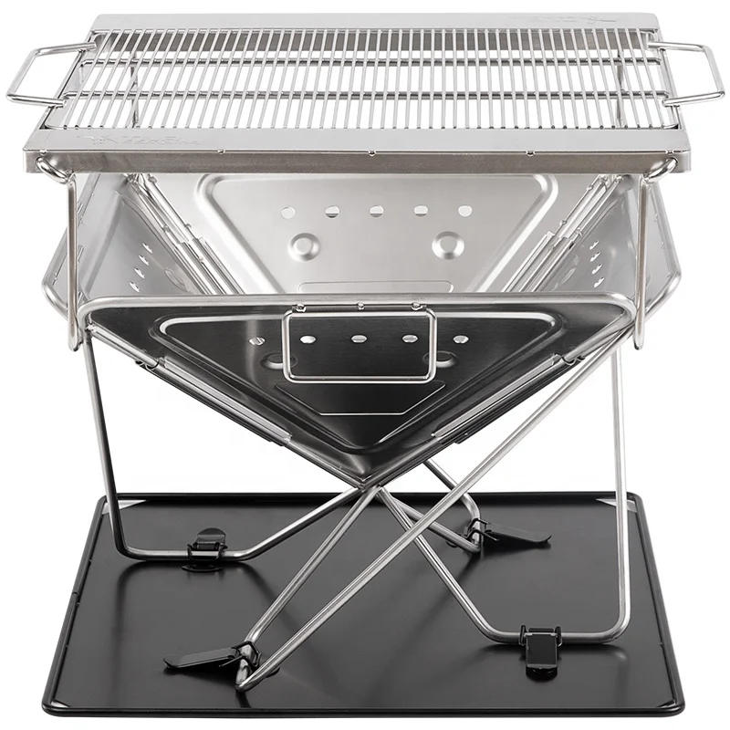 Уличный складной угольный барбекю из нержавеющей стали Teppanyaki, портативный гриль для кемпинга и барбекю