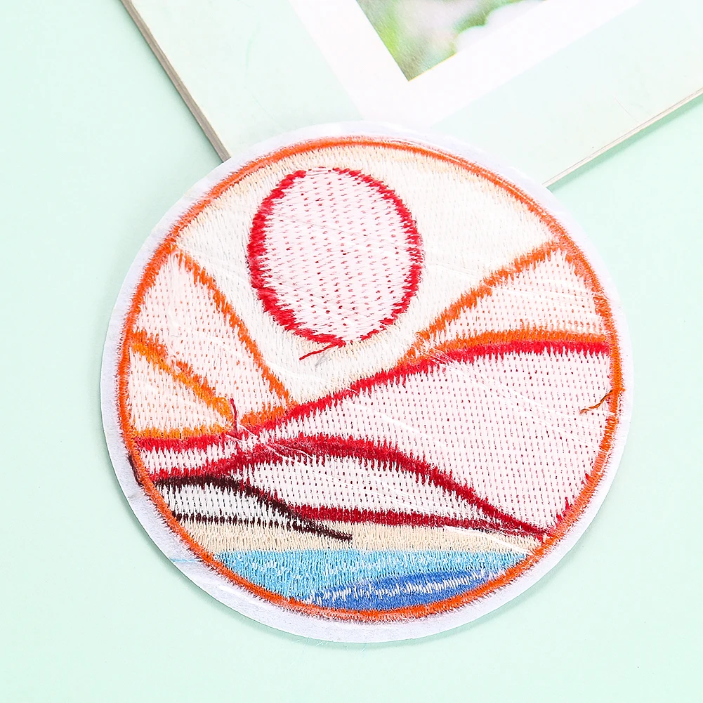 Eastern sunrise sunset red sun back tape can be ironed clothing holes decorative patch sewing supplies