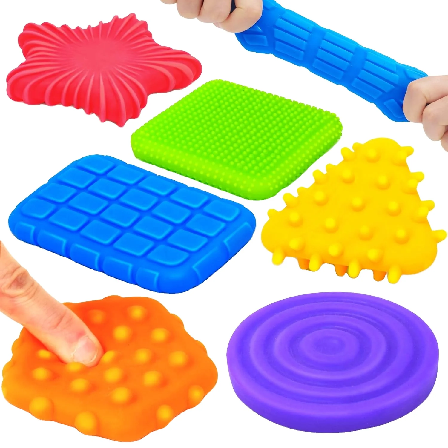 Puzzle Rainbow Fidget Spinner Toy Stretch Anxiety Relief Autism Sensory Shapes Learning Toys Fidget Toys Adult and Kids